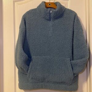 American Eagle Outfitters Blue Soft Sherpa Pullover Quarter Zip Size Medium NWOT